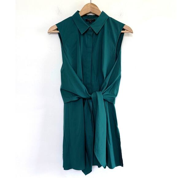LAFAYETTE 148 green button down sleeveless wrap front modern top blouse - Picture 1 of 6